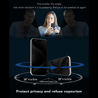 Privacy-skærmbeskyttelse Anank 1X Forstærket 360 til Apple iPhone 16 Pro Max, Sikkerhedsglas, Fuld Lim, 2.5D
