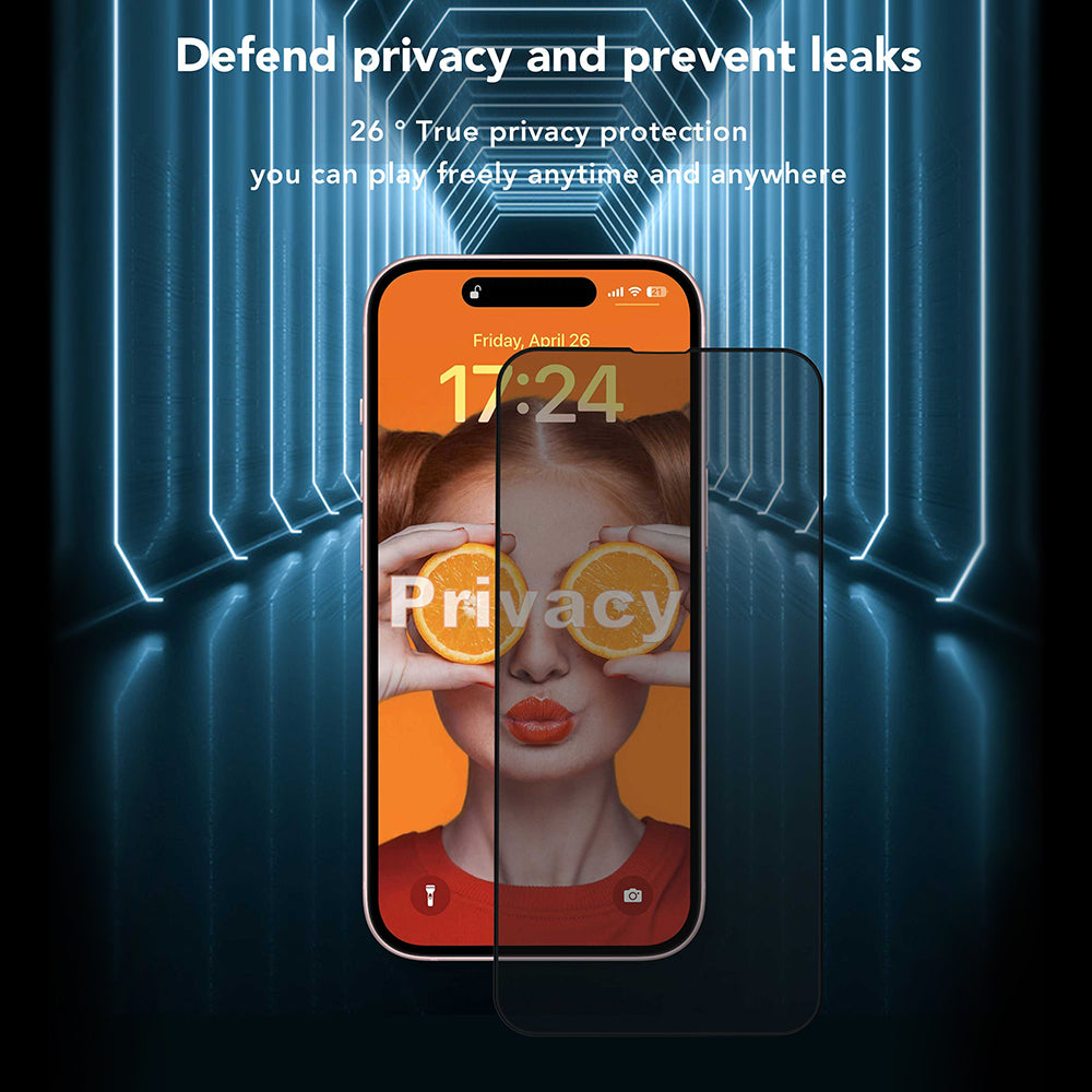 Privacy-skærmbeskyttelse Anank 3X Forstærket til Apple iPhone 17e / 16e / 14 / 13 Pro, Sikkerhedsglas, Fuld Lim, 2.5D