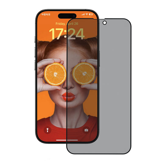 Beskyttelsesfilm til skærm Privacy Anank 5X Reinforced 180 til Apple iPhone 17 Pro Max, Hærdet Glas, Full Glue, 2.5D