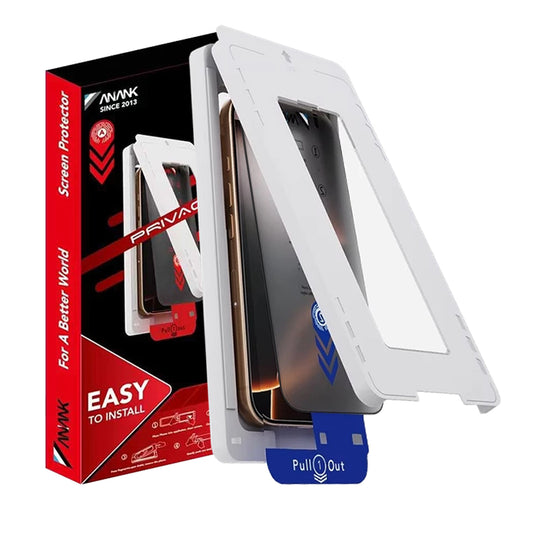 Beskyttelsesfilm til skærm Privacy Anank 5X Reinforced Applicator til Apple iPhone 17 Pro, Hærdet Glas, Full Glue, 2.5D