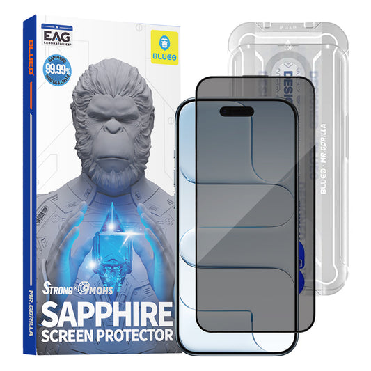 Beskyttelsesfilm Privacy Blueo Sapphire Applicator Pro til Apple iPhone 17 Air, Hærdet Glas, Full Glue