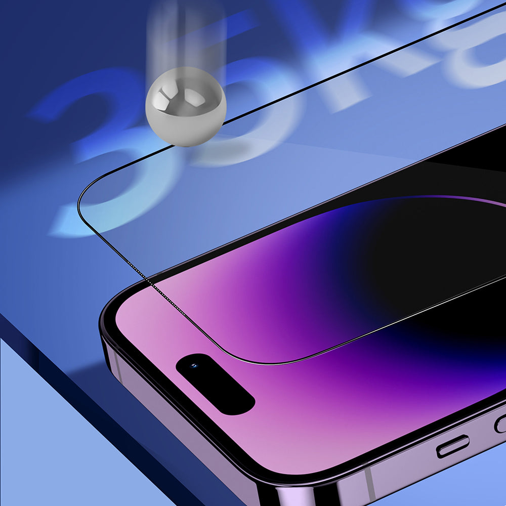 Beskyttelsesfilm Privacy Blueo Sapphire Applicator Pro til Apple iPhone 17 Pro / 17 / 16 Pro, Hærdet Glas, Full Glue