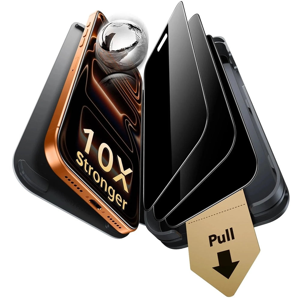Privacy-skærmbeskyttelse ESR Armorite Pro UltraFit til Apple iPhone 18 Pro Max, hærdet glas, fuld lim, sæt med 3 stk.
