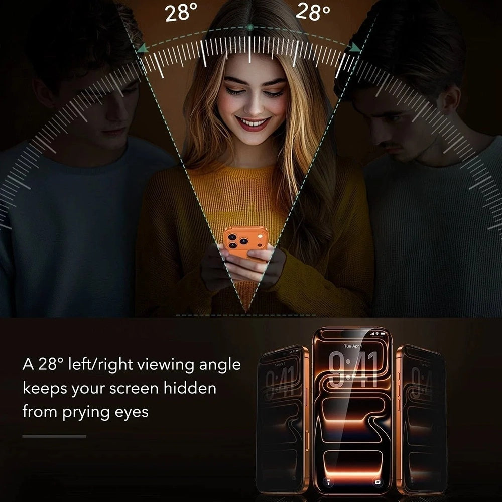 Privacy-skærmbeskyttelse ESR Armorite Pro UltraFit til Apple iPhone 18 Pro Max, hærdet glas, fuld lim, sæt med 3 stk.