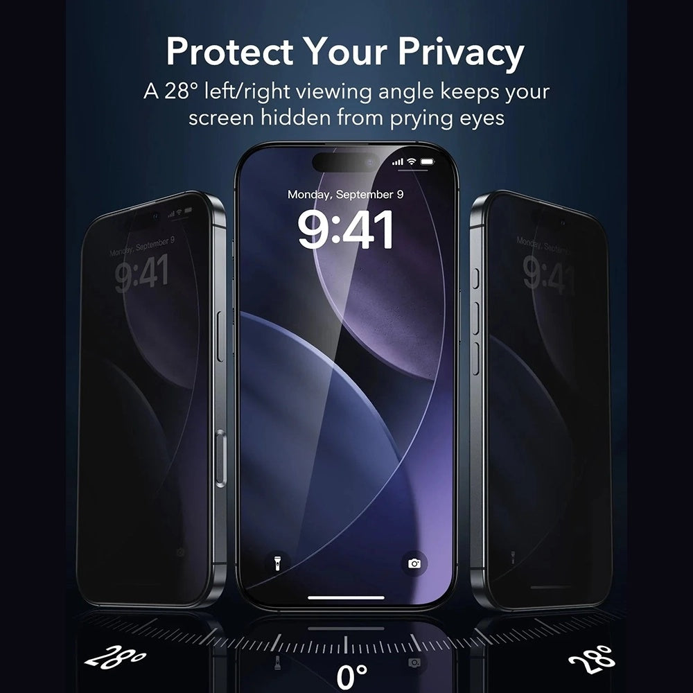 Beskyttelsesfilm Privacy ESR Armorite UltraFit til Apple iPhone 17 Air, Hærdet Glas, Full Glue, Sæt med 3 stykker