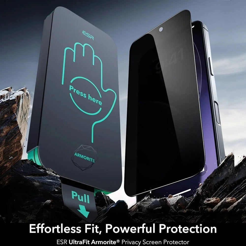 Beskyttelsesfilm Privacy ESR Armorite UltraFit til Apple iPhone 17 Air, Hærdet Glas, Full Glue, Sæt med 3 stykker