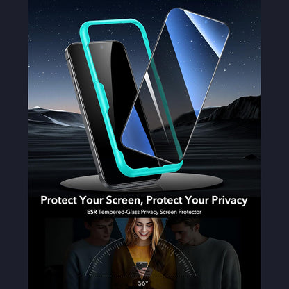 Beskyttelsesfilm Ecran Privacy ESR til Apple iPhone 17 Air, Hærdet Glas, Full Glue, Sæt med 3 stykker