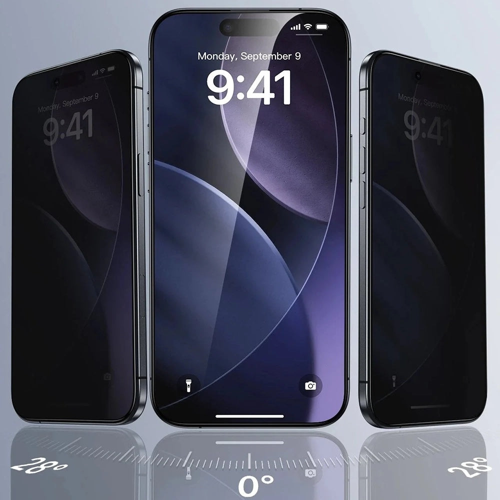 Beskyttelsesfilm Privacy ESR UltraFit til Apple iPhone 17 Pro Max, Hærdet Glas, Full Glue, Sæt med 3 stykker