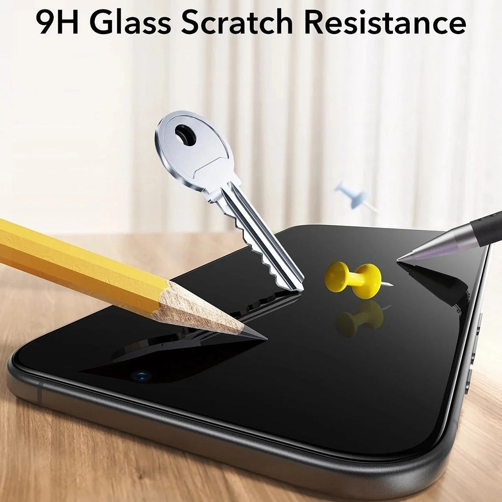 Beskyttelsesfilm Privacy ESR UltraFit til Apple iPhone 17 Pro Max, Hærdet Glas, Full Glue, Sæt med 3 stykker
