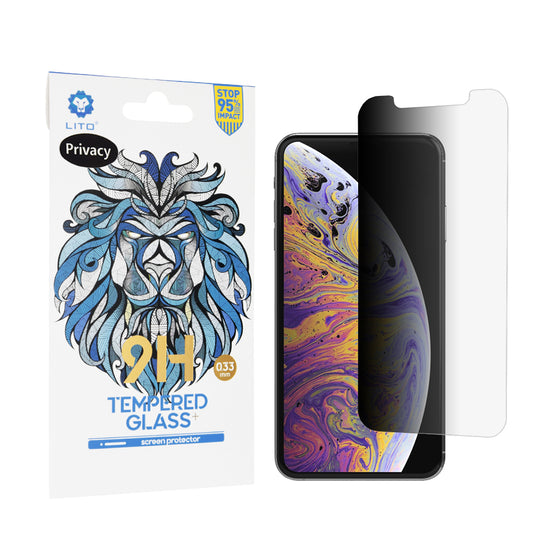 Privacy-skærmbeskyttelse Lito Classic til Apple iPhone 11 Pro Max / XS Max, hærdet glas, fuld lim, 2.5D