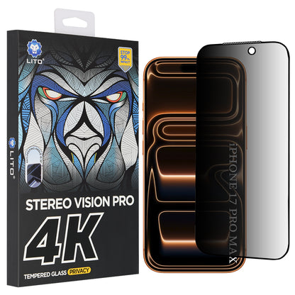 Beskyttelsesfilm Privacy Screen Lito D+ Max 4K til Apple iPhone 17 Pro Max, Hærdet Glas, Fuldklæbende