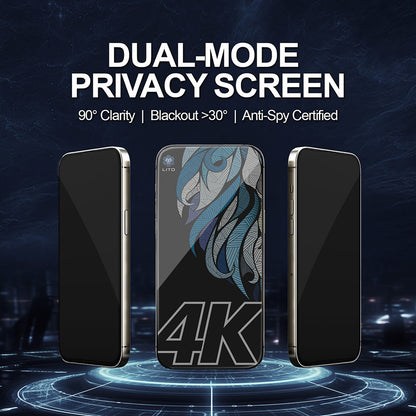 Beskyttelsesfilm Privacy Screen Lito D+ Max 4K til Apple iPhone 17 Pro Max, Hærdet Glas, Fuldklæbende