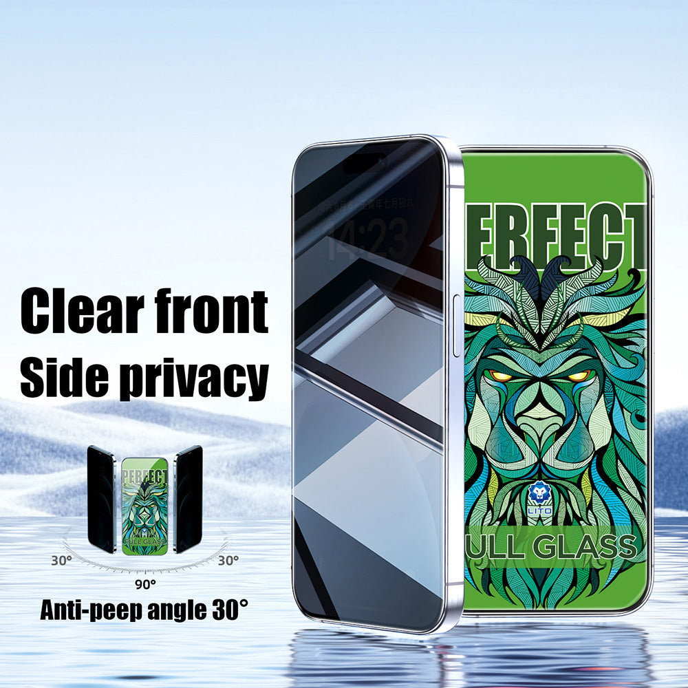 Beskyttelsesfolie Privacy Lito D+ Max Strong til Apple iPhone 17 / 16 Pro, Hærdet Glas, Full Glue