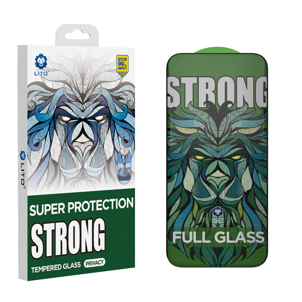 Beskyttelsesfolie Privacy Lito D+ Max Strong til Apple iPhone 17 / 16 Pro, Hærdet Glas, Full Glue