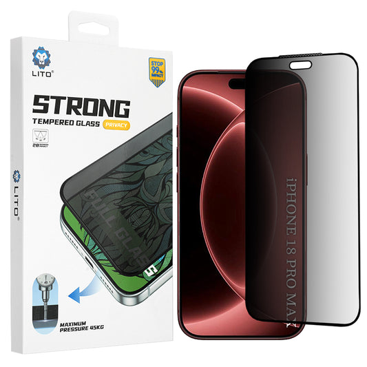 Privacy-skærmbeskyttelsesfilm Lito D+ Max Strong til Apple iPhone 18 Pro Max, hærdet glas, fuld lim