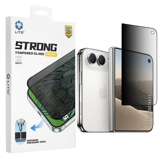 Beskyttelsesfilm til ydre skærm Privacy Lito D+ Max Strong til Apple iPhone Duo, hærdet glas, fuld lim