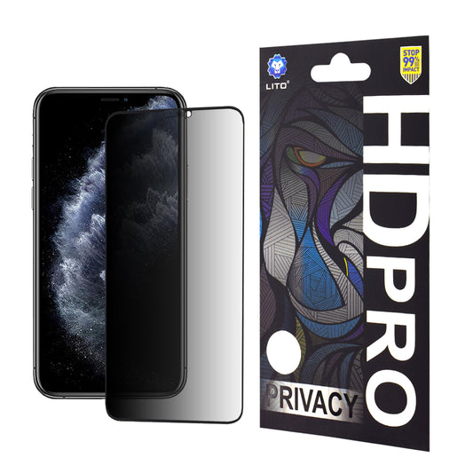 Privacy-skærmbeskyttelse Lito HD Pro til Apple iPhone 11 Pro Max / XS Max, hærdet glas, fuld lim