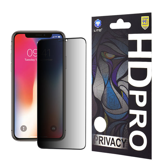 Privacy-skærmbeskyttelsesfilm Lito HD Pro til Apple iPhone 11 Pro / XS / X, hærdet glas, fuld lim