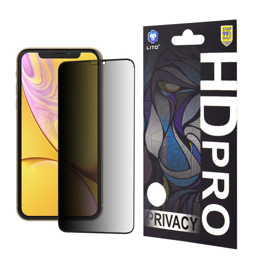 Privacy-skærmbeskyttelsesfilm Lito HD Pro til Apple iPhone 11 / XR, hærdet glas, fuld lim