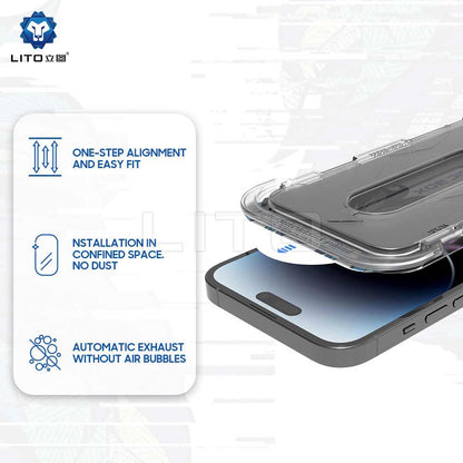 Privacy-skærmbeskyttelsesfilm Lito Magic Glass Box D+ Tools til Apple iPhone 15 Pro, hærdet glas, fuld lim