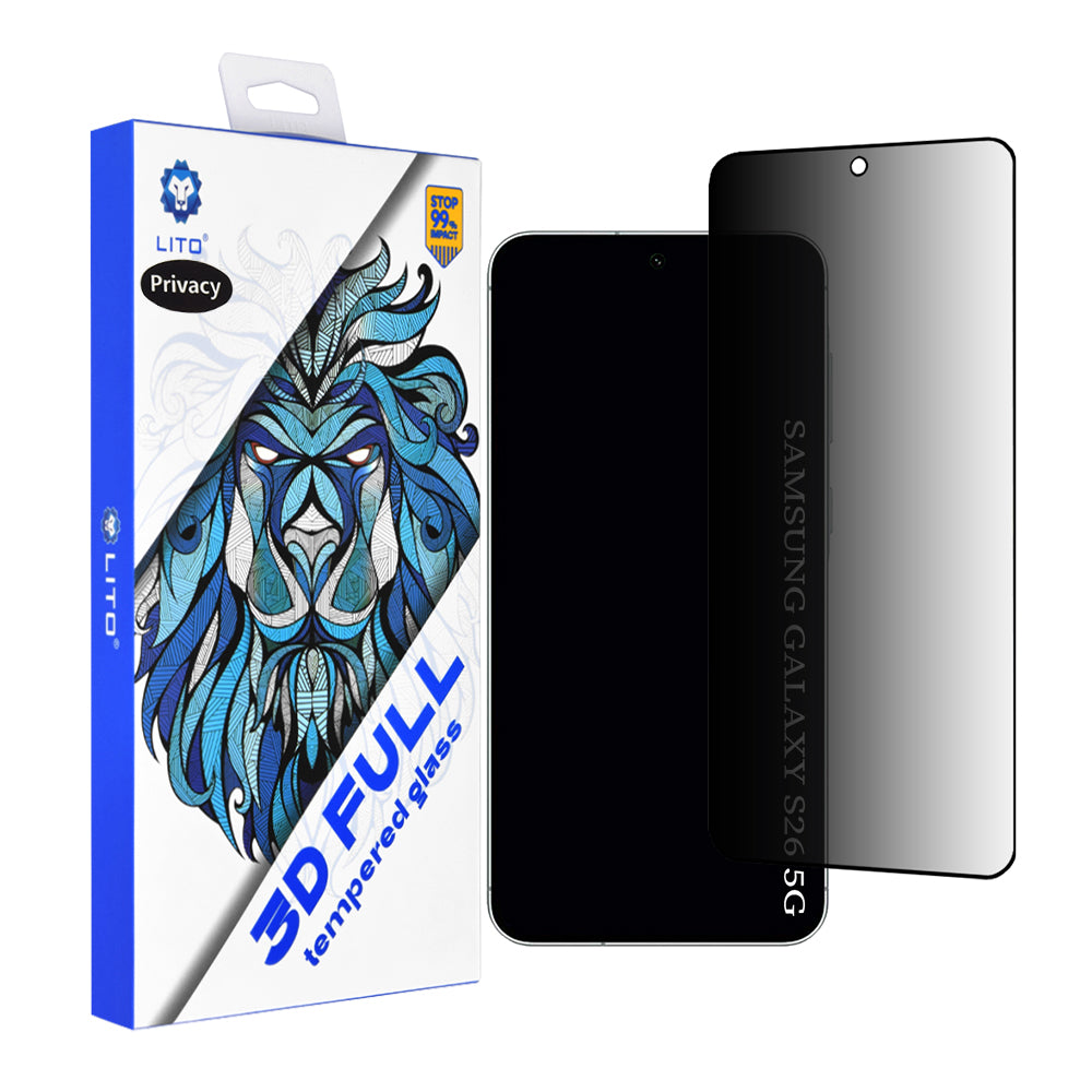 Beskyttelsesfilm Privacy Lito til Samsung Galaxy S26 S942, Hærdet Glas, Full Glue, 3D