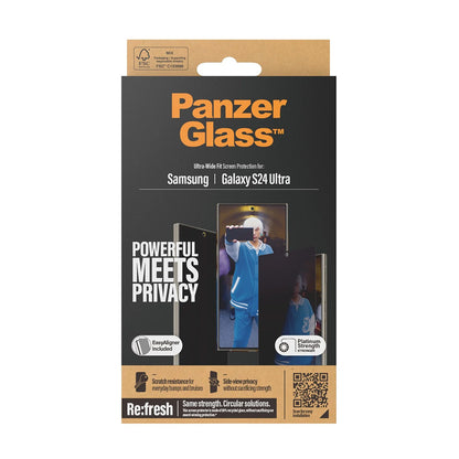 Beskyttelsesfolie Privacy PanzerGlass Ultra-Wide Fit EasyAligner til Samsung Galaxy S24 Ultra S928, Hærdet Glas, Full Glue