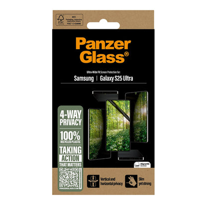 Beskyttelsesfolie til skærm Privacy PanzerGlass Ultra-Wide Fit Eco Matrix 4-Way til Samsung Galaxy S25 Ultra S938, Hærdet Glas, Full Glue