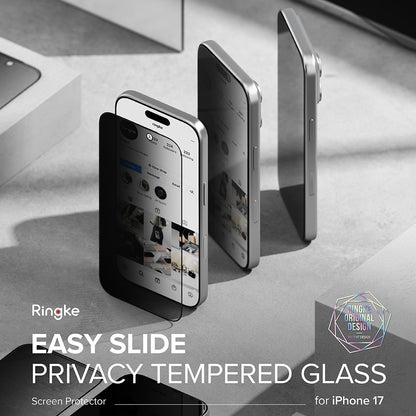 Privacy-skærmbeskyttelse Ringke Easy Slide til Apple iPhone 17 Air, hærdet glas, fuld lim, sæt med 2 stk.