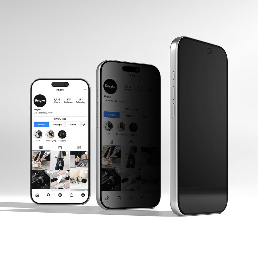 Privacy-skærmbeskyttelse Ringke Easy Slide til Apple iPhone 18 Pro, hærdet glas, fuld lim, sæt med 2 stk.