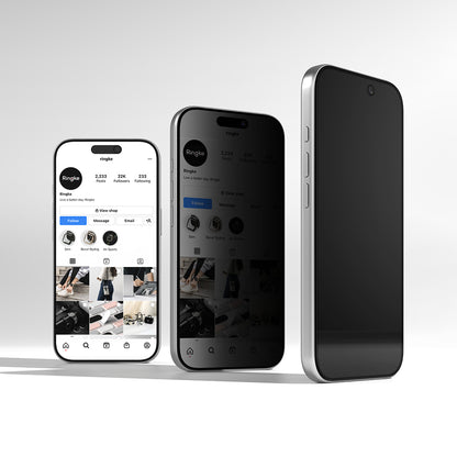 Privacy-skærmbeskyttelse Ringke Easy Slide til Apple iPhone 18 Pro, hærdet glas, fuld lim, sæt med 2 stk.