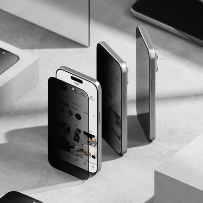 Privacy-skærmbeskyttelse Ringke Easy Slide til Apple iPhone 18 Pro, hærdet glas, fuld lim, sæt med 2 stk.