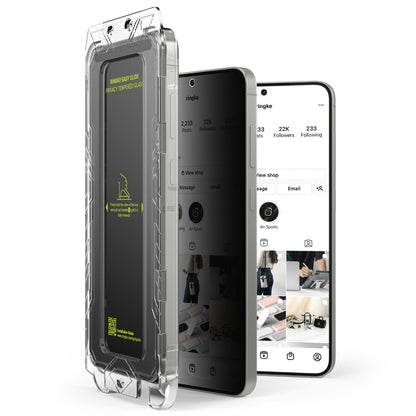 Privacy-skærmbeskyttelse Ringke Easy Slide til Samsung Galaxy S25+ S936, hærdet glas, fuld lim, sæt med 2 stk.