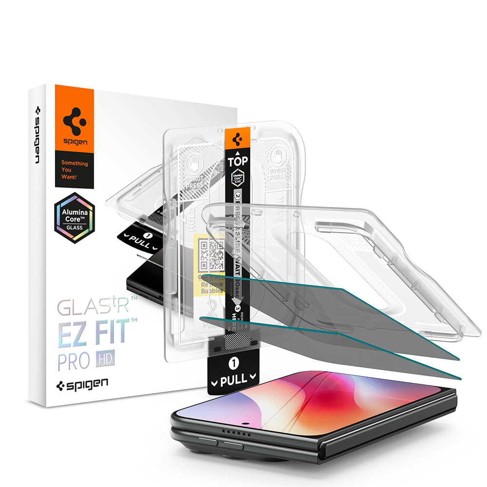 Privacy-skærmbeskyttelse Spigen GlastR EZ FIT Pro HD til Apple iPhone Duo, hærdet glas, fuld lim, sæt med 2 stk. AGL12015