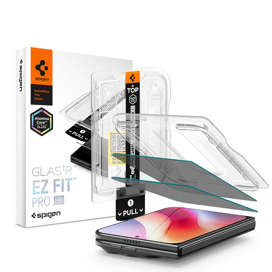 Privacy-skærmbeskyttelse Spigen GlastR EZ FIT Pro HD til Apple iPhone Duo, hærdet glas, fuld lim, sæt med 2 stk. AGL12015