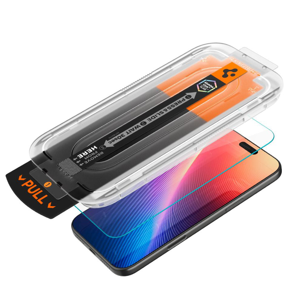 Spigen GlastR EZ FIT Pro Privacy Screen Protector for Apple iPhone 17 Pro / 17 / 16 Pro, Tempered Glass, Full Glue