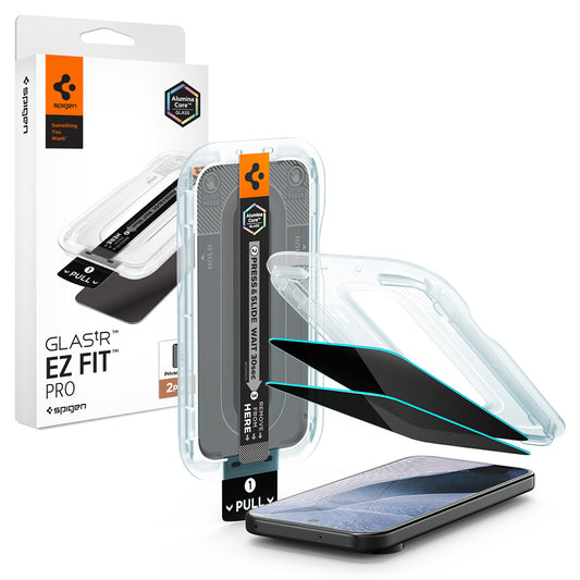 Privacy-skærmbeskyttelsesfilm Spigen GlastR EZ FIT Pro til Google Pixel 11 Pro / 10 Pro, hærdet glas, fuld lim, sæt med 2 stk. AGL11481
