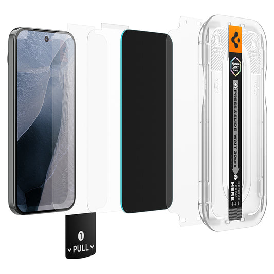 Privacy-skærmbeskyttelsesfilm Spigen GlastR EZ FIT Pro til Google Pixel 11 Pro / 10 Pro, hærdet glas, fuld lim, sæt med 2 stk. AGL11481