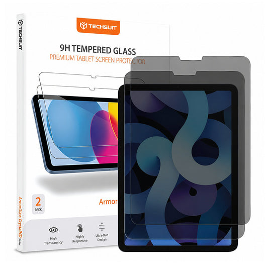 Privacy Techsuit ArmorGlass CrystalHD skærmbeskyttelsesfilm til Apple iPad Pro 11 (2022), hærdet glas, fuld lim, sæt med 2 stk.
