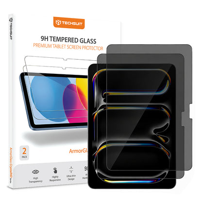 Privacy Techsuit ArmorGlass CrystalHD Skærmbeskyttelsesfilm til Apple iPad Pro 11 (2024), Hærdet Glas, Fuld Lim, Sæt med 2 stk