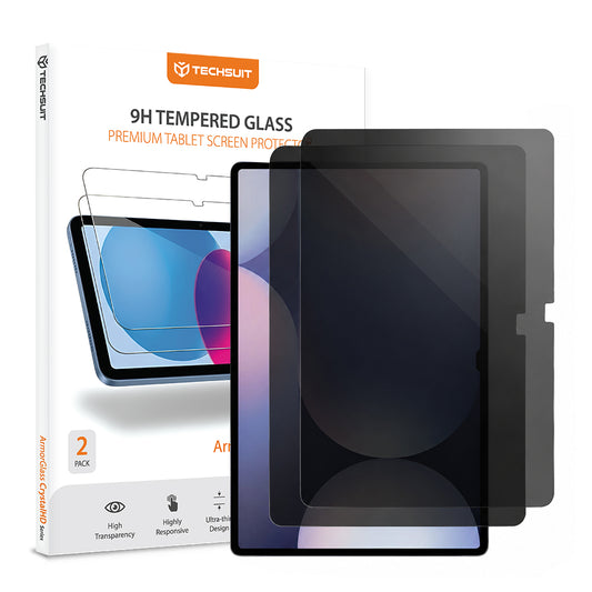 Privacy-skærmbeskyttelse Techsuit ArmorGlass CrystalHD til Samsung Galaxy Tab S10+ / Tab S9 FE+, hærdet glas, fuld lim, sæt med 2 stk.