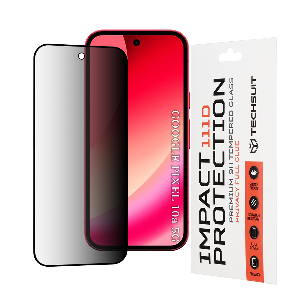 Beskyttelsesfilm Privacy Techsuit til Google Pixel 10a, Hærdet Glas, Full Glue, 111D