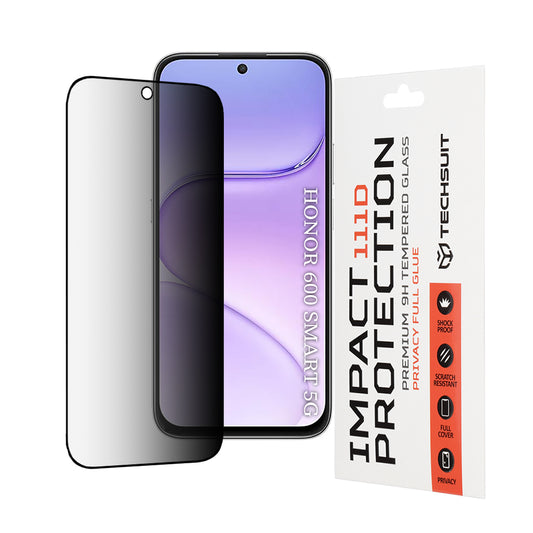 Privacy Techsuit Skærmbeskyttelsesfilm til Honor 600 Smart, Hærdet Glas, Fuld Lim, 111D