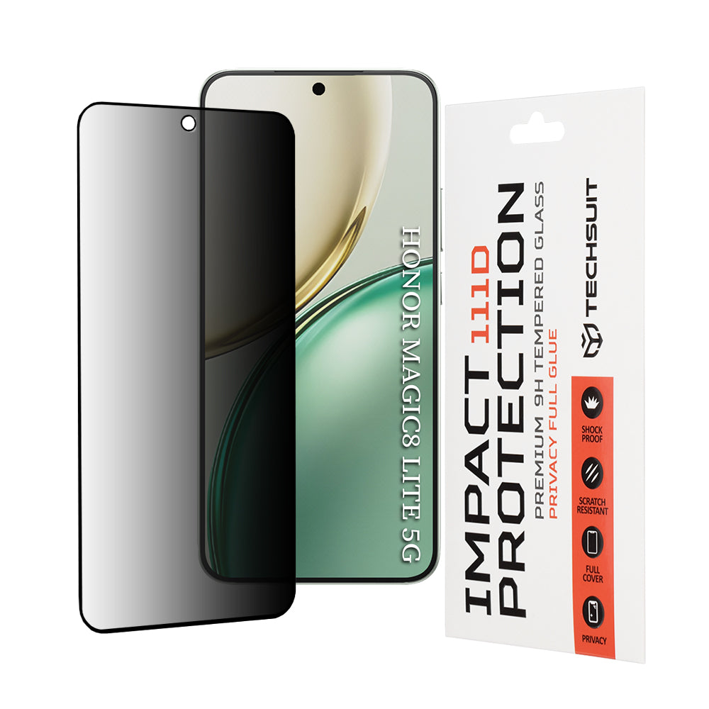 Beskyttelsesfilm Privacy Techsuit til Honor Magic8 Lite, Hærdet Glas, 111D