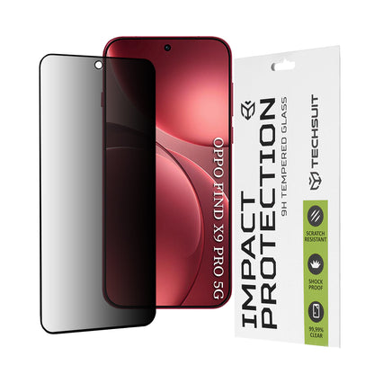 Privacy Techsuit Screen Protection Film for Oppo Find X9 Pro, Tempered Glass, Full Glue, 111D
