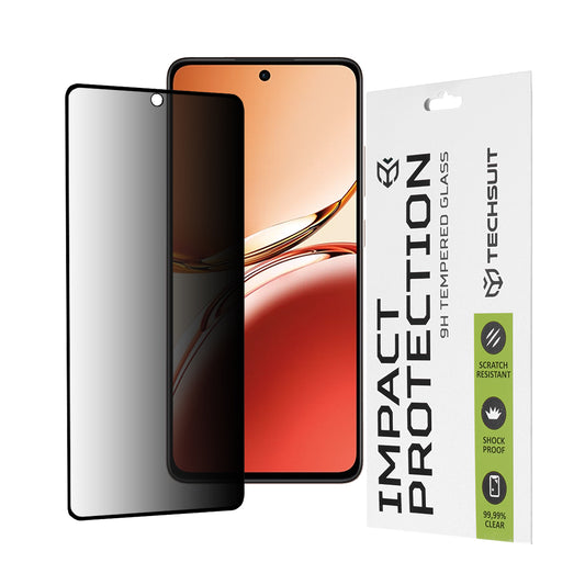 Privacy Techsuit skærmbeskyttelsesfilm til Oppo Reno12 FS 5G / Reno12 FS 4G / Reno12 F 4G / Reno12 F, hærdet glas, fuld lim, 111D