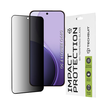 Privacy Techsuit Skærmbeskyttelsesfilm til Oppo Reno14 FS 5G / Reno14 F, Hærdet Glas, Fuld Lim, 111D
