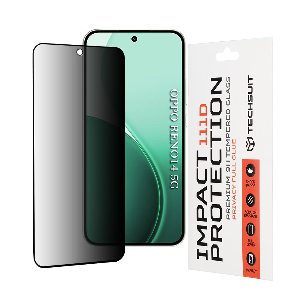 Beskyttelsesfilm Privacy Techsuit til Oppo Reno14, Hærdet Glas, 111D