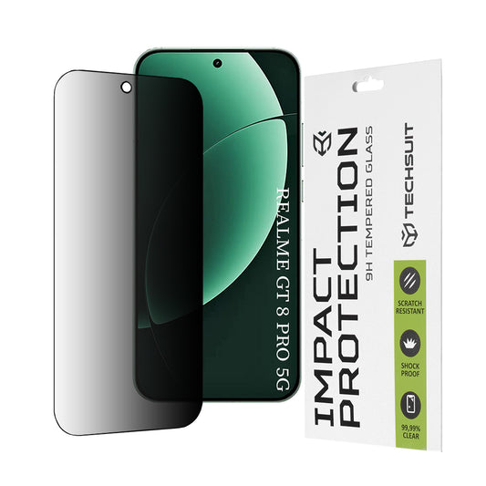 Beskyttelsesfilm Privacy Techsuit til Realme GT 8 Pro, Hærdet Glas, Full Glue, 111D