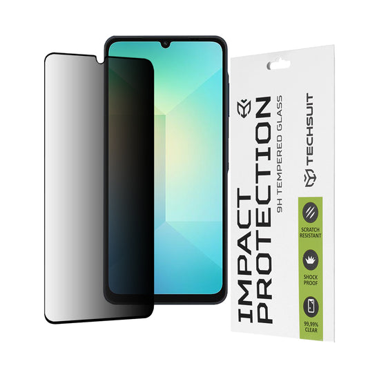 Privacy Techsuit skærmbeskyttelsesfilm til Samsung Galaxy A06 A065, hærdet glas, fuld lim, 111D