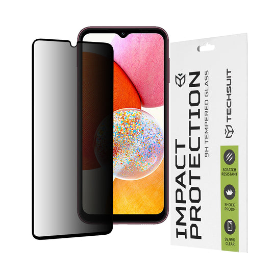 Privacy Techsuit skærmbeskyttelsesfilm til Samsung Galaxy A14 A145 / A14 5G A146, hærdet glas, fuld lim, 111D